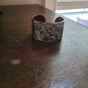 Grey & Silver Cuff Plastic Bracelet